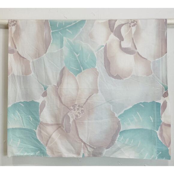 VINTAGE Rare Double FLORAL ALL OVER FLAT SHEET Purple Green Mod Big Flower Full